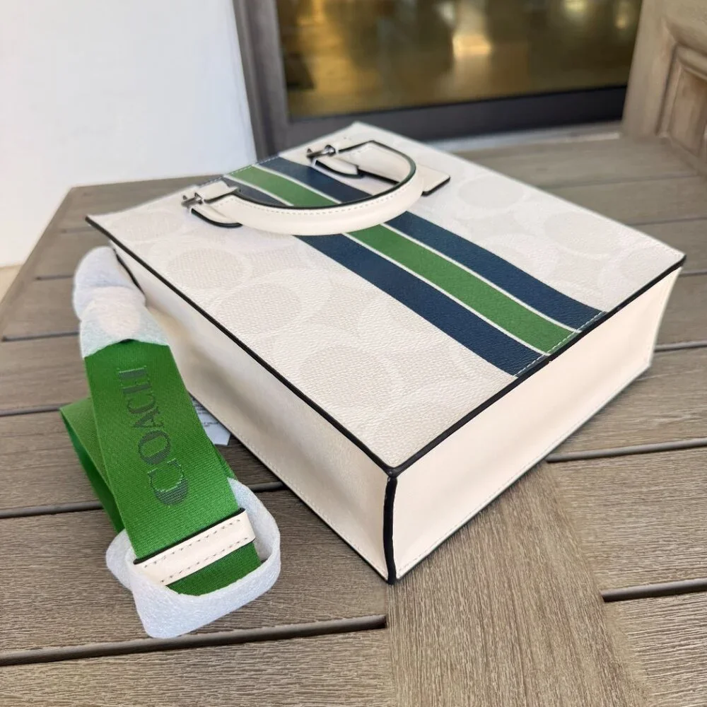 Coach Men's Dylan Tote Bag In Signature Canvas With Varsity CBI38 QB/Chalk Multi - Picture 7 of 9